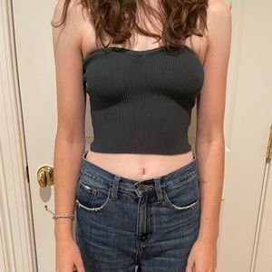 Aritzia Babaton Sculpt Knit Sweetheart Tube Top. Emerald green